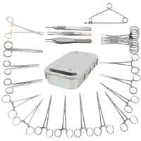 Kit d'instruments chirurgicaux vétérinaires professionnels ciseaux en acier inoxydable porte-aiguilles poignée de scalpel base Dissection HEXA