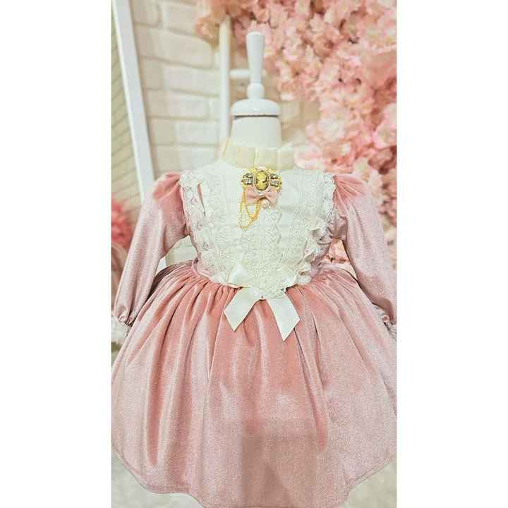 Velvet Powder Pink Baby Girl Dress, Birthday Dress, Suitable for Ages 0-10