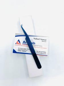 Pince à épiler d'extension de cils en acier durable professionnel de haute qualité poignée en diamant de couleur rose pointes pointues inclinées incurvées - Product Image 3