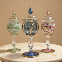 Brûleur d'encens en verre marbré avec couvercle, soufflé à la main, Mabkhara égyptienne sur pied, bord doré, encensoir Oud Bakhoor, vente en gros, décoration d'intérieur