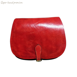 Bolso de Hombro de Cuero Rojo Hecho a Mano con Cierre de Cremallera |   Diseño portátil tipo bandolera, apto para damas, artesanía marroquí auténtica - Product Image 1