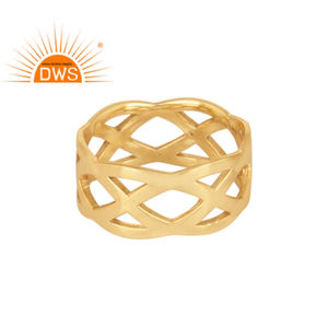 Último diseño hecho a mano 18K chapado en oro filigrana banda anillo Demi joyería fina para mujer regalo para ella - Product Image 1
