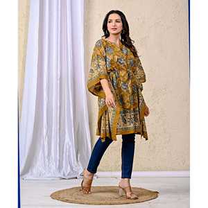 Caftán de Algodón Estampado a Mano, Vestido Casual Elegante para Mujer, Transpirable, Largo hasta el Suelo, para el Tiempo Libre, Club, Día de San Valentín - Product Image 5