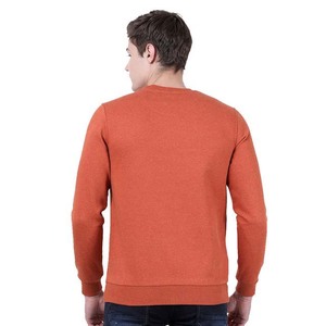 <b>Men's</b> <b>Orange</b> Crew Neck Knitted <b>Sweatshirt</b> Regular Fit Solid Color Custom Logo Front Print Casual Autumn Wear <b>Sweatshirts</b> - Product Image 6