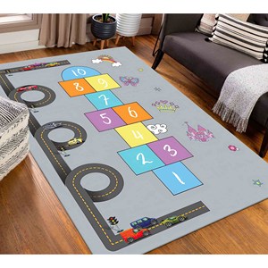 Alfombra de Juego Hopscotch: Decoración de Habitación Infantil Impresa en 3D, Alfombra de Chenilla - Product Image 2