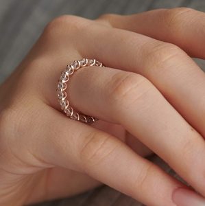 Belle alliance d'éternité pour femmes 10k 14K 18k solide or jaune rose DS0509 bagues en diamant pour filles - Product Image 3