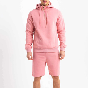 Dernière nouveauté Sweat à capuche et short en molleton de coton respirant pour hommes Pull de sport à manches longues avec demi-fermeture éclair à capuche pour hommes - Product Image 5