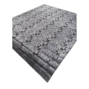 Tapis Azalea en laine et soie noué à la main, motif floral et abstrait, Pae-6139, rectangulaire, pour chambre et couloir, modèle de tapis de chambre, gris et noir - Product Image 2