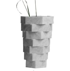 Nuevo diseño de costilla, jarrón de mármol cilíndrico de mesa, jarrón de porcelana de estilo breve moderno con mármol de alta calidad - Product Image 3