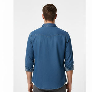 Camisa Vaquera Clásica para Hombre, Antiarrugas, Transpirable, con Corte Recto, Ligera, para Atuendos Modernos de Calle - Product Image 3