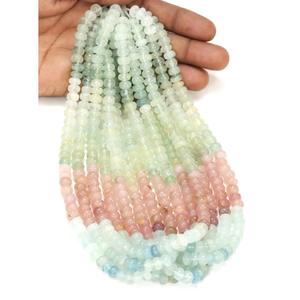 Perles rondes en aquamarine laiteuse : fabrication de bijoux en pierres précieuses multicolores, 8-10 mm - Product Image 6