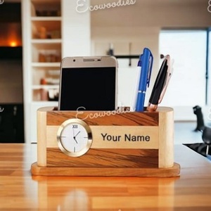 Classic Style Wooden Desktop Multifunction <b>Pen</b> Holder Organizer Storage Box Wall Mount <b>Pen</b> Holder at Best Price - Product Image 3