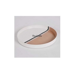 Bandeja de servicio de color dorado de hierro para dátiles de chocolate, frutas secas, aperitivos, bandeja para servir pasteles con asas de resina a baja velocidad - Product Image 2