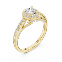 Fabricant de bagues en or jaune 14 carats, vente en gros, bagues rondes à taille brillante, forme ronde, fabrication de moules personnalisés, service d'échantillons, approvisionnement en usine