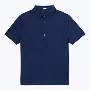 100% algodón para Polos con mangas cortas bordadas cuello levantado bolsillo delantero botón camisetas de punto - Product Image 1