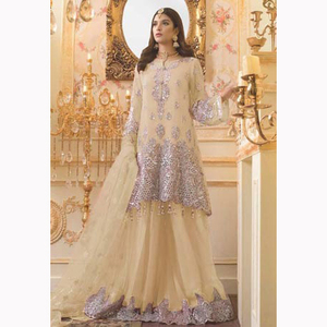 Vestidos de chifón bordados de boda de diseñadores paquistaníes para mujer Trajes Salwar Kameez de algodón de seda de 3 piezas en oferta - Product Image 1