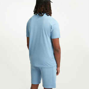 Lavage à l'acide 100% coton hommes tenue décontracté Gym solide chemise et short 2 pièces ensemble blanc double ensemble pour hommes - Product Image 2