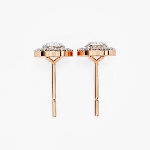 Pendientes de Oro Rosa de 18K con Diamante Princesa Cultivado en Laboratorio, Estilo Hip Hop, Regalo de Cumpleaños para Mujer - Product Image 3