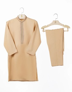 Kameez shalwar เด็กชายสีฟ้าและสีแดงชุดเทศกาลอินเทรนด์สำหรับเด็กสวมใส่สบายสไตล์ชนเผ่าคลาสสิกใหม่ล่าสุด - Product Image 3