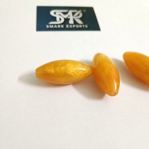 Perles ovales en résine ambre brillante lisse pour collier de bijoux faits à la main et accessoires de perles de bricolage artisanal - Product Image 6