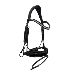 บังเหียนม้าหนังแท้คุณภาพพรีเมียมแบบใหม่ พร้อมสายคาดหน้าผากคริสตัล สายรัดจมูกแบบมีเบาะ  ชุดอุปกรณ์ขี่ม้า บังเหียนแบบสั่งทำพิเศษสำหรับม้า ADIBA - Product Image 1