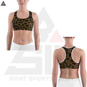 Sujetador deportivo de sublimación con logotipo frontal Simple para mujer, transpirable, sólido, medio, sin tirantes, para Yoga - Product Image 6