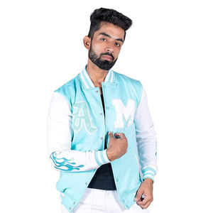 Fabricante de chaquetas universitarias, parches bordados de diseño personalizado, mezcla de cuero de lana, ropa de calle de moda de alta calidad, chaquetas con letras - Product Image 1