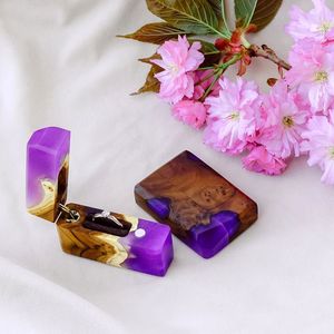 RÉFÉREZ-VOUS FAIT MAIN En Gros Proposition De Fiançailles De Mariage Unique Double Fente En Bois et Résine Bijoux Boîte À Bagues - Product Image 2