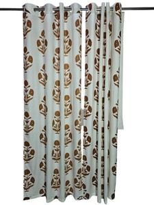 Cortina Floral Estampada a Mano 100% Algodón Personalizable al por Mayor con Ojales para Salas de Estar y Oficinas - Product Image 5