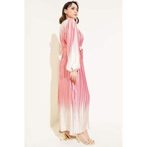 Robe en satin plissé bicolore, design poudre - Product Image 3