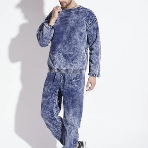 Conjunto de Pantalones y Chaqueta Vaqueros con Lavado Ácido y Pedrería Personalizados por el Fabricante, Ropa Urbana Unisex con Bordado para Hombre - Product Image 4