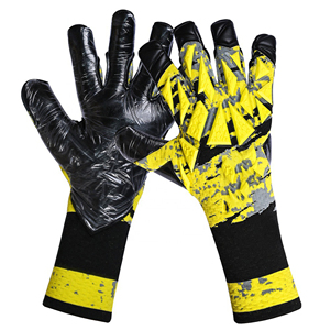 Guantes de portero personalizados, diseño gráfico amarillo y negro, agarre fuerte, Palma de látex, correa de muñeca segura para Partido de entrenamiento de fútbol - Product Image 6