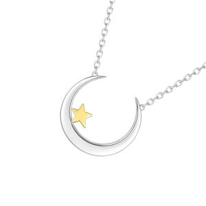 Collar de Moda con Luna Creciente y Estrella, Plata de Ley 925, Hecho a Mano, Joyería Minimalista, Collares Celestiales, Regalos para Mujer - Product Image 4