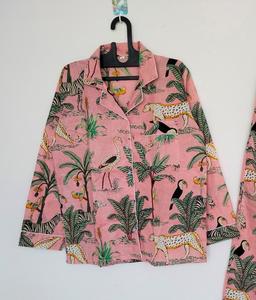 Traje de noche de mujer con Estampado de jungla informal de lujo, vestido de algodón suave y Conjunto de pijama con estampado de animales para damas de honor - Product Image 5