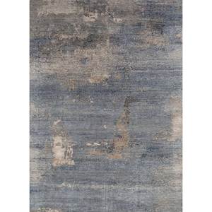 Alfombra Kavi Gris y Negra de Lana y Seda de Bambú Anudada a Mano, Colección Afterglow, Forma Rectangular Abstracta para Dormitorio Juvenil, SKU - Product Image 1
