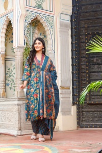 Nueva moda tradicional indio Jaipuri estampado algodón Kurti conjunto bordado señoras Kurta para fiestas de invierno-venta al por mayor Jaipur India - Product Image 6