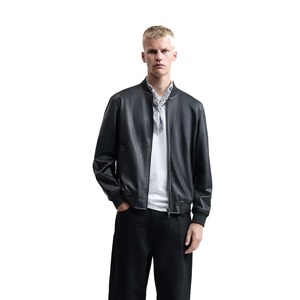 Respirant sur mesure hommes veste en cuir plaine en cuir véritable Bomber vestes pour hommes classique fermeture éclair cuir vestes d'hiver - Product Image 2