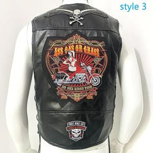 Gilet d'hiver pour hommes Biker Casual Streetwear Punk Veste Moto Gilet en cuir Patch Locomotive Club Veste de moto sans manches - Product Image 6