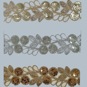 Elegante tejido Premium de organza bordado hecho a mano de encaje Borde de lujo tradicional nupcial de alta costura clásica - Product Image 2