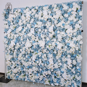 2024 ใหม่ 3D ประดิษฐ์สีขาวสีฟ้าผีเสื้อกล้วยไม้ Rose ไฮเดรนเยียซิปม้วนดอกไม้ผนัง 8x8 สําหรับงานแต่งงานตกแต่ง - Product Image 2