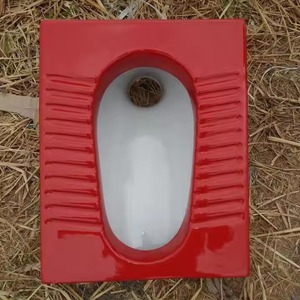 Magnifique casserole accroupie en céramique blanche en bois foncé brun royal placard à eau articles sanitaires de qualité d'exportation - Product Image 5