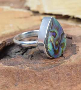 Anillos de plata de ley 925 con concha de abulón y piedra preciosa natural para mujer, regalo para ella - Product Image 3