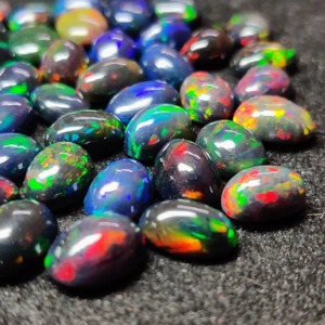 Ópalo Negro Natural de Alta Calidad, Cabujón de Ópalo Multifuego, Lote de Piedras Preciosas Sueltas de Forma Ovalada, Gemas Sueltas Mehrajudin de 2-3 Quilates - Product Image 1