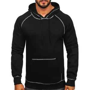 Sweats à capuche d'hiver à coutures thermiques noires avec surpiqûres blanches Originals Hoodie Mens - Product Image 1