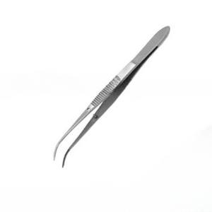 Fórceps de vendaje de ojos personalizados de calidad superior, pinzas de ojo de acero inoxidable dentadas semicurvadas de 4 ", instrumentos oftálmicos - Product Image 5