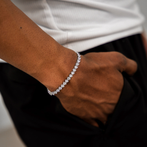 <b>Mens</b> 925 silver moissanite heart shape bracelet luxury engagement style jewellery romantic tennis bracelet gift - Product Image 1