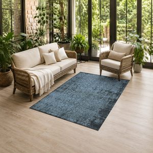 Tapis de salon LXDP-0908 RUGS DEPOT, bleu marine, traditionnel, oriental, imprimé numériquement, lavable en machine, chenille, antidérapant - Product Image 6