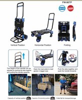 Diable de Manutention Pliable en Aluminium 137 KG / 68 KG avec Chariot de Transport et Panier Pliant