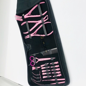 Kits d'extensions de cheveux avec étiquette personnalisée, micro-anneaux nano roses vifs, pinces et clips à boucle, outils d'application de trame - Product Image 3