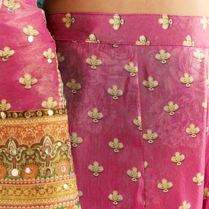 Kurta de tejido rosa con estampado Palazzo y Organza Dupatta, venta al por mayor, proveedor de fábrica de ropa OEM étnico para mujer, Conjunto personalizado - Product Image 6